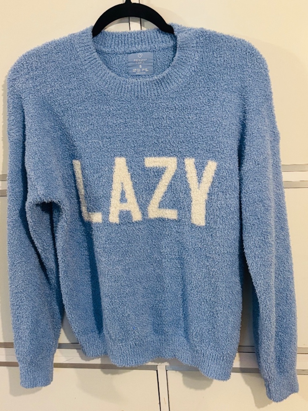 Primark Cares Fuzzy Sweatshirt Light Blue Long Sleeves Small